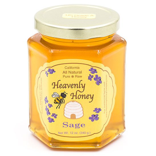 sage-honey-12oz-hex-glass-jar